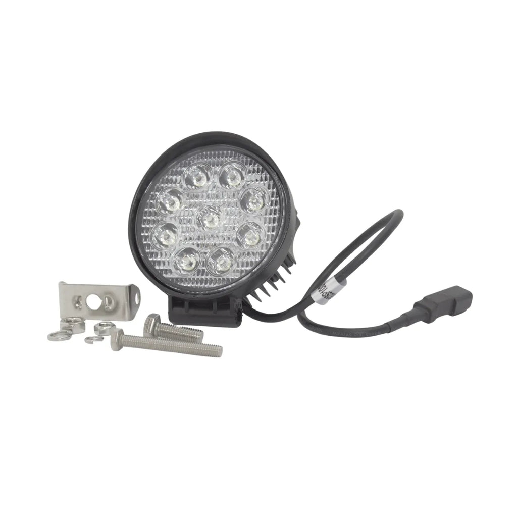 Round LED work light with mounting hardware on a white background - J-Lite High intensity work light #2552176