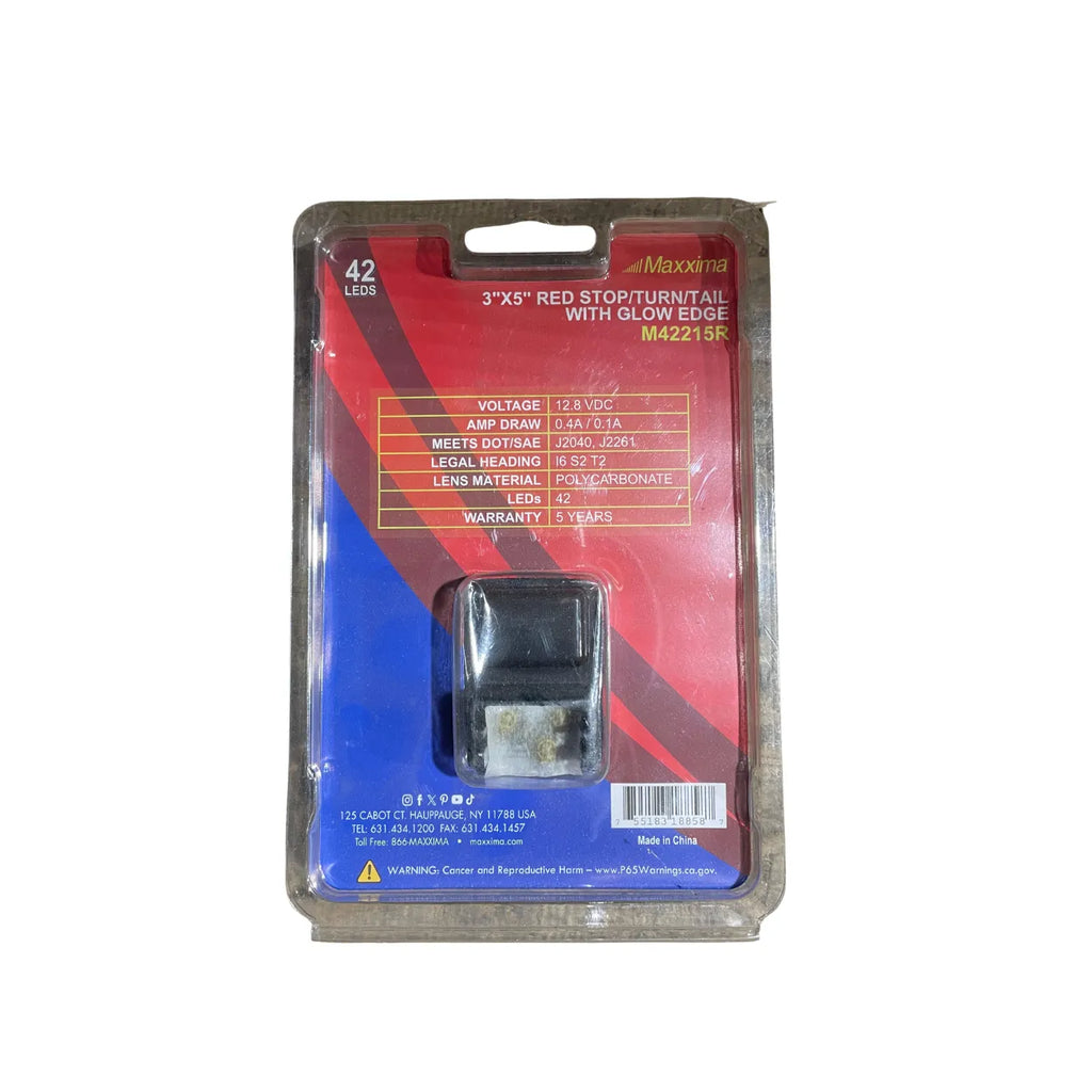Maxxima M42215R 3x5 Red LED Stop/Turn/Tail Light, Glow Edge