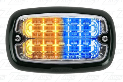 High-performance M4BC M Series LED light with amber and blue split colors, designed for versatile vehicle lighting applications and enhanced visibility