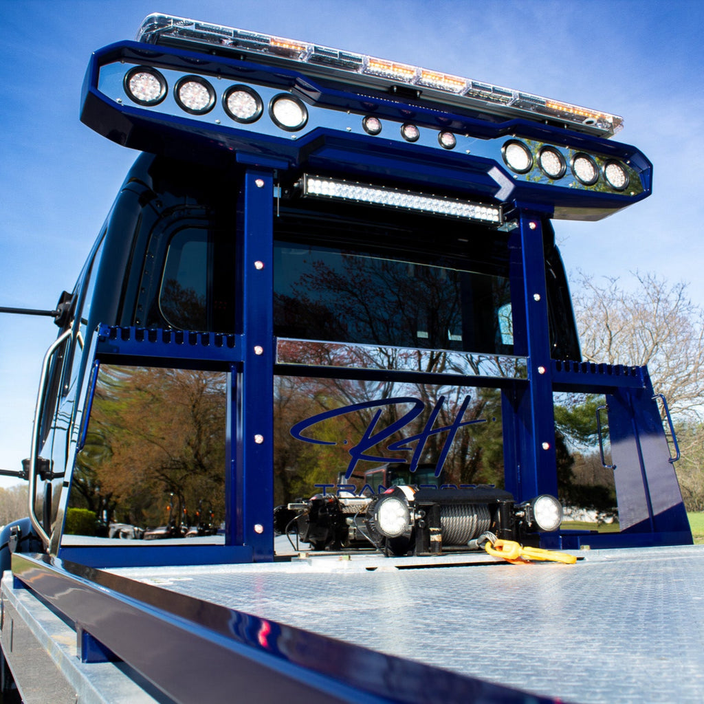 NRC carrier chain rack with stainless trim, LED lightbar, and winch