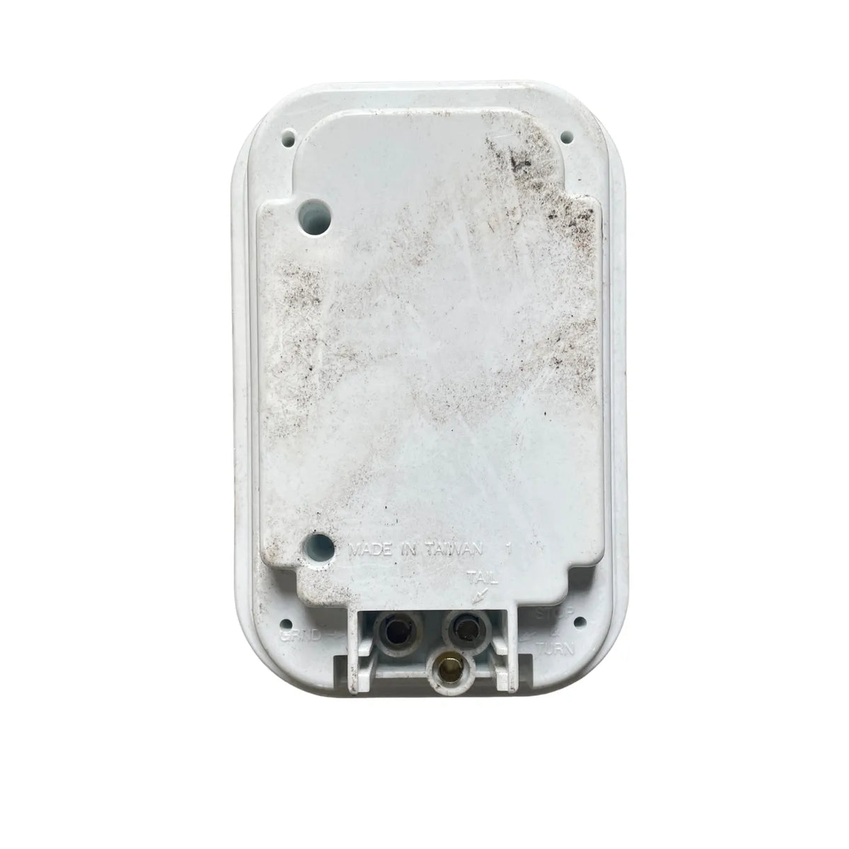 Optronics BU33CRXLBP back-up light rear view showing sealed polycarbonate housing and PL-3 plug terminals