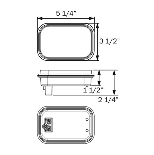 Optronics BU33CRXLBP dimension drawing: 5-5/16 in wide x 3-7/16 in high x 1-15/16 in deep