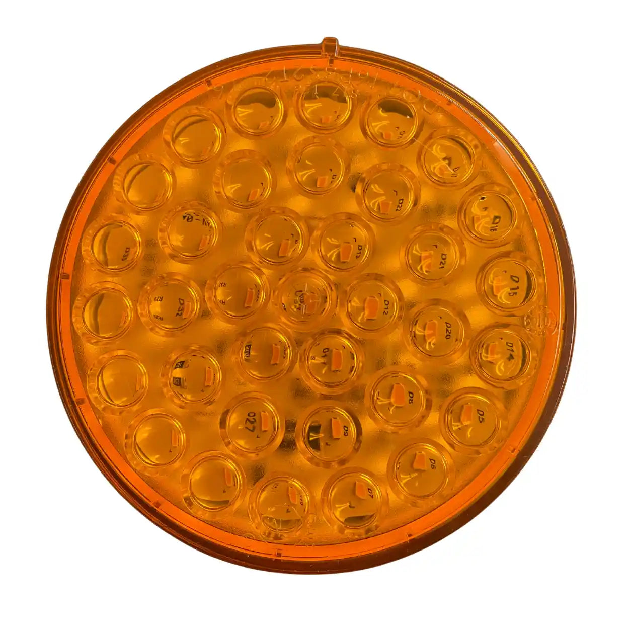 Peterson 817A36 amber LED turn signal light with 36 diodes for truck tail light applications.