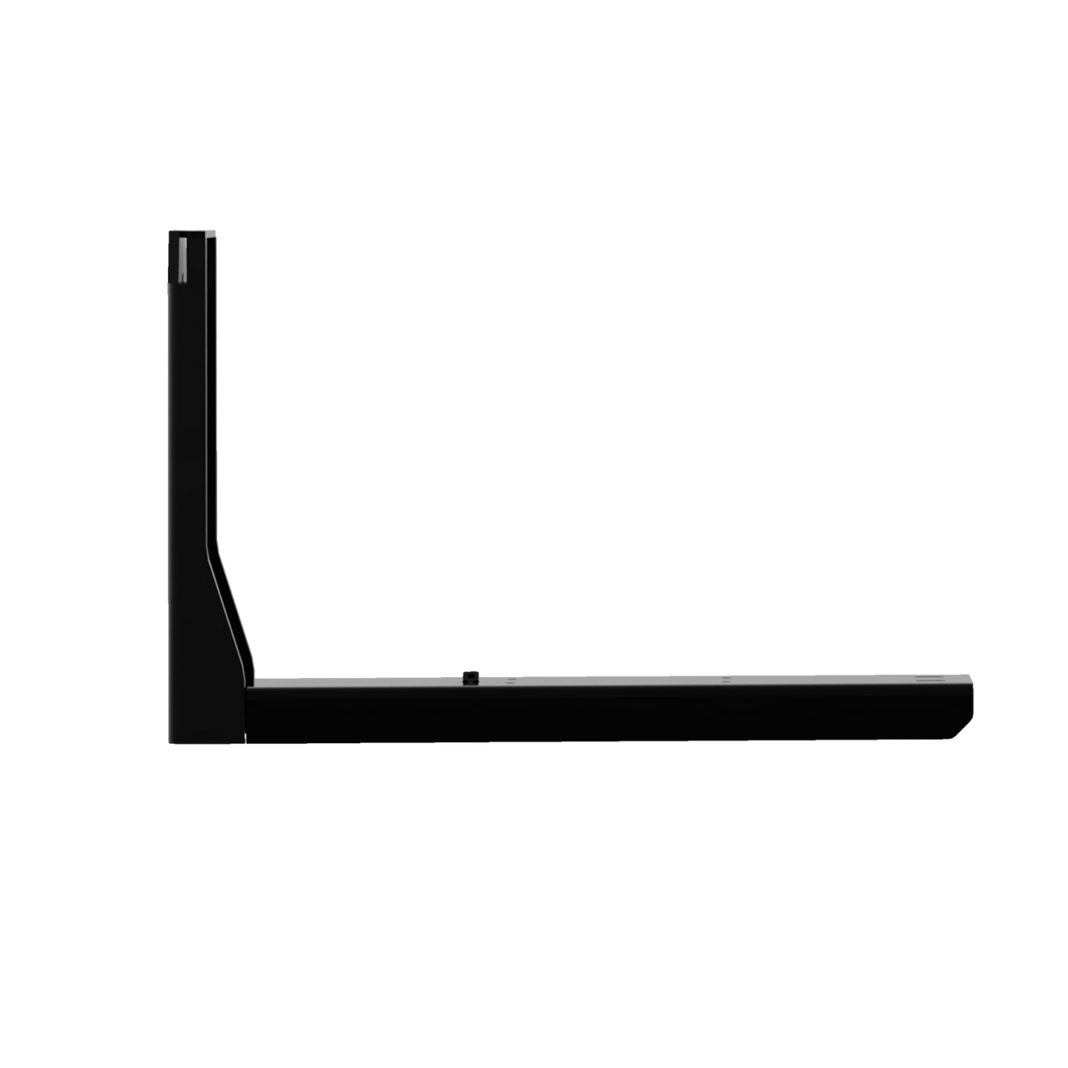 Side profile of 16-1/2'' Quick Mount bracket showing low-profile design for tool storage and truck toolbox mounting.