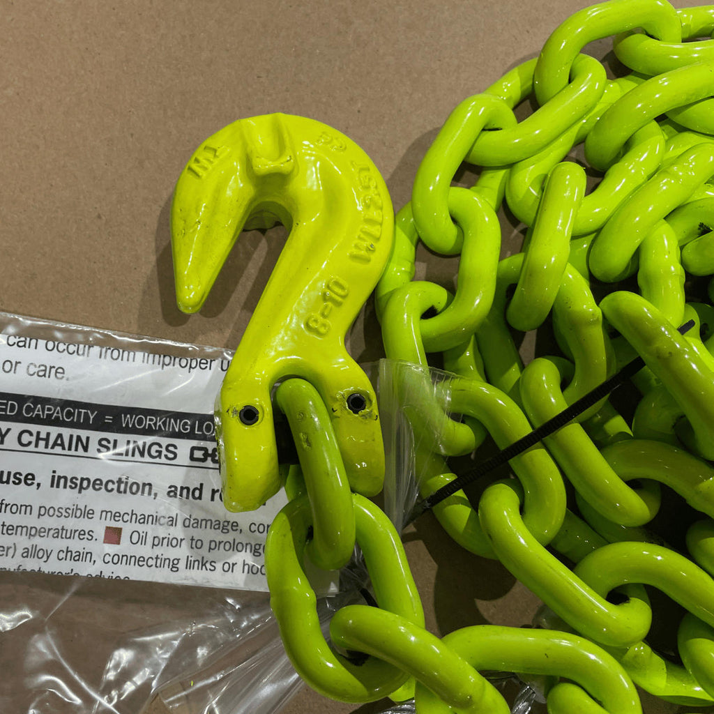 5/16" X 6' G100 Grade Chain with Grab Hook, one end, Hi-Vis yellow (image 2)