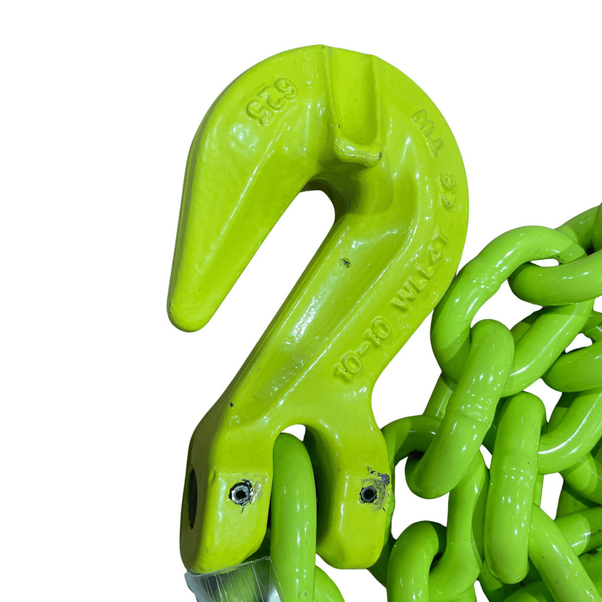 3/8" x 6' G100 recovery chain with grab hook and one end only, hi-viz finish (image 2)