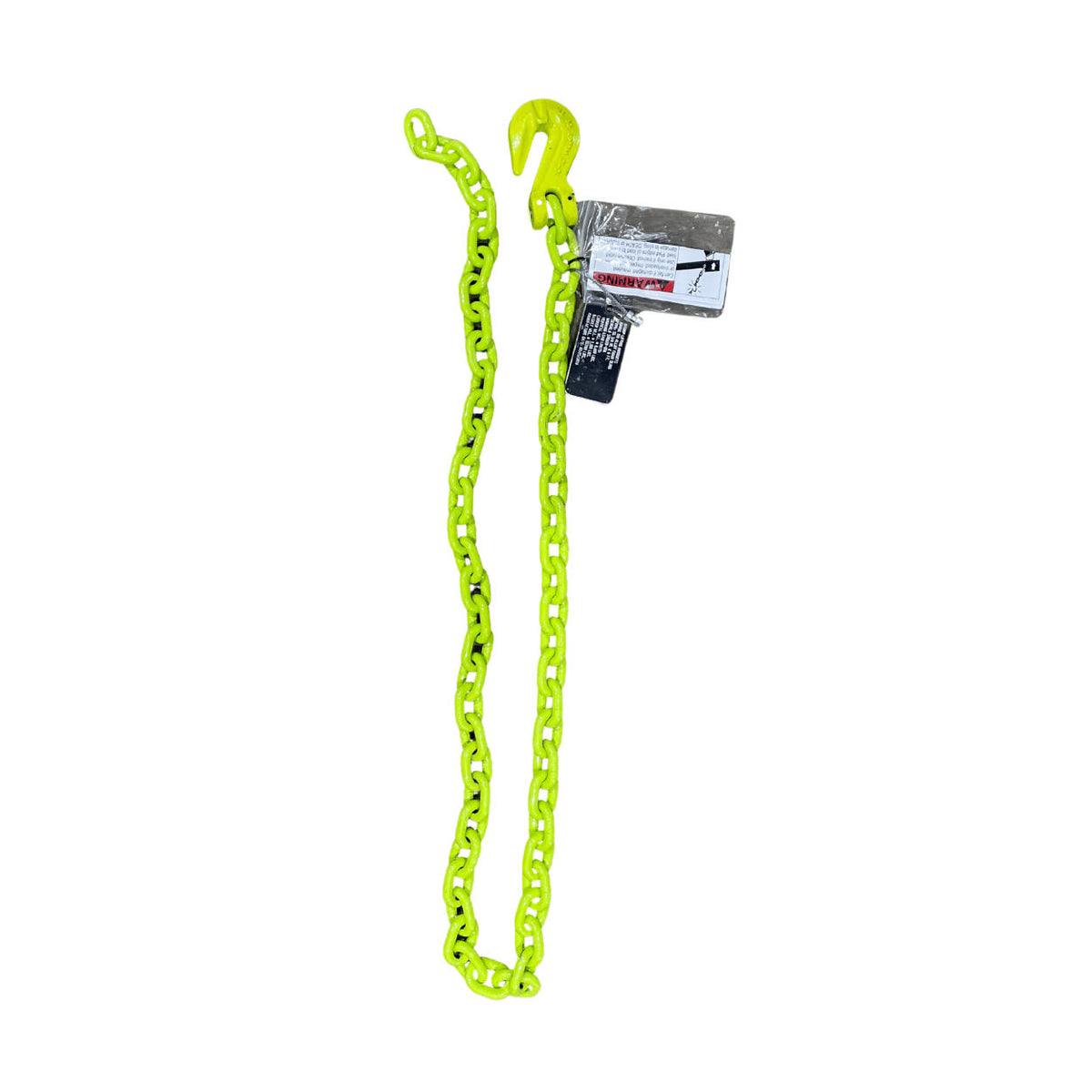 3/8" x 6' G100 recovery chain with grab hook and one end only, hi-viz finish (image 1)