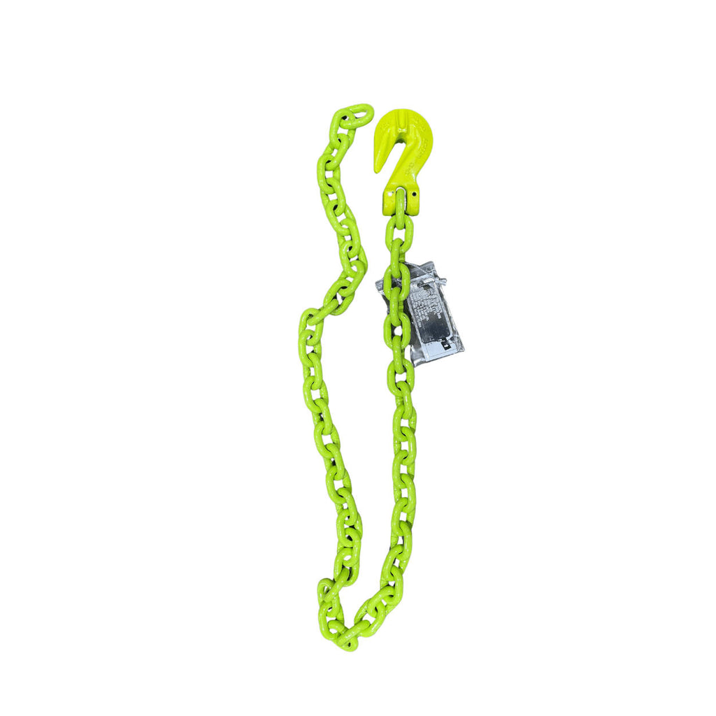 1/2" x 6' G100 recovery chain with grab hook, hi-visibility marking, one end (image 1)