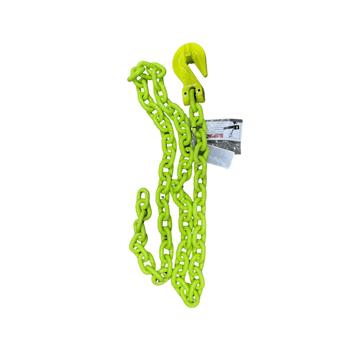 1/2" X 8' G100 recovery chain with grab hook one end only, hi-viz (image 1)