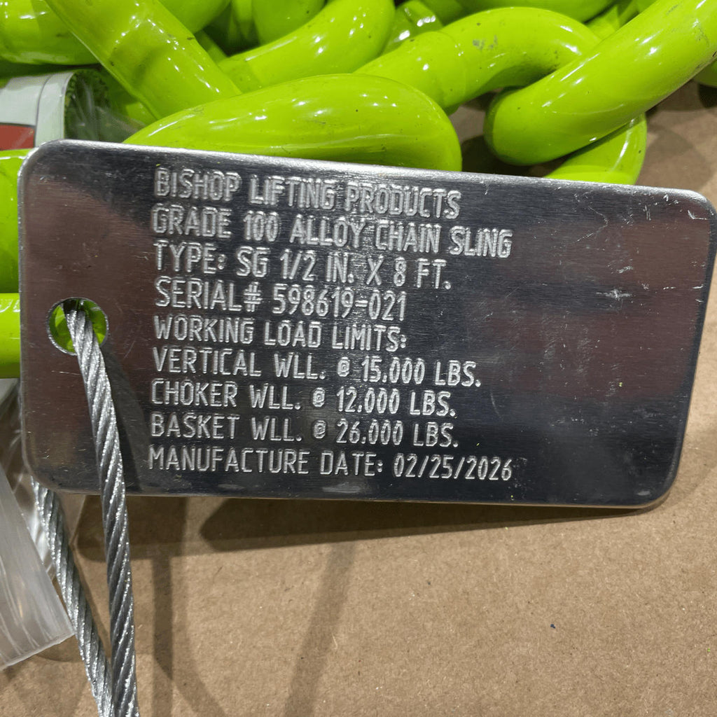 1/2" X 8' G100 recovery chain with grab hook one end only, hi-viz (image 4)