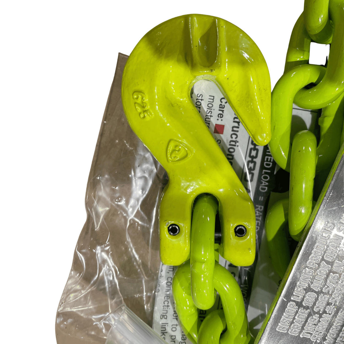 1/2" X 8' G100 recovery chain with grab hook one end only, hi-viz (image 3)
