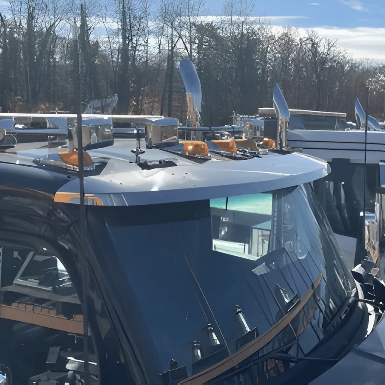 stock stainless steel sun visor for peterbilt trucks