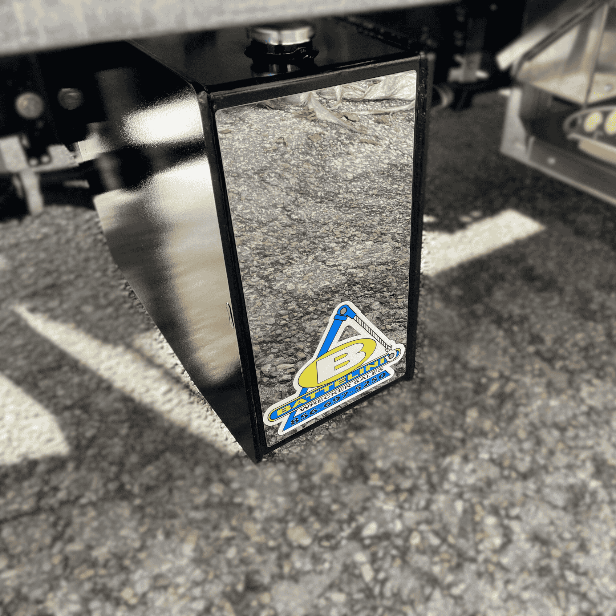 stainless steel trim piece for hydrualic oil tank on an NRC car carrier