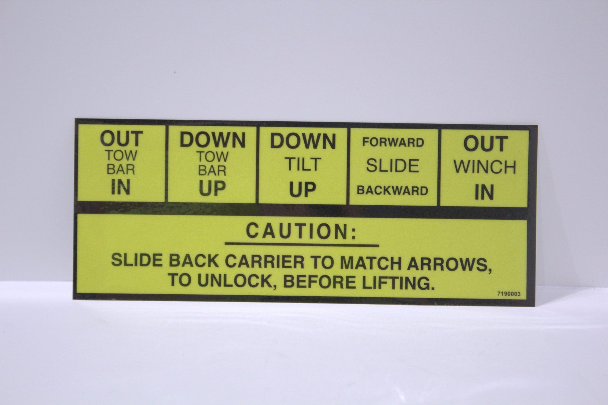 tow bar sticker - safety stickers - vehicle decals - tow bar up and down stickers