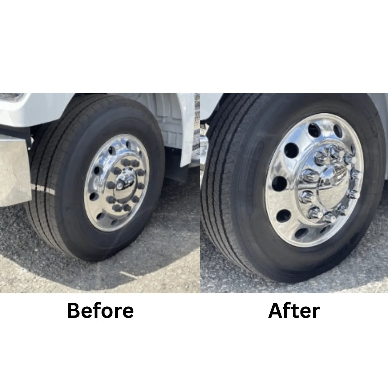Picture of Trux Chrome Front Hubcap installed on Semi Truck - #THUB-FRP33