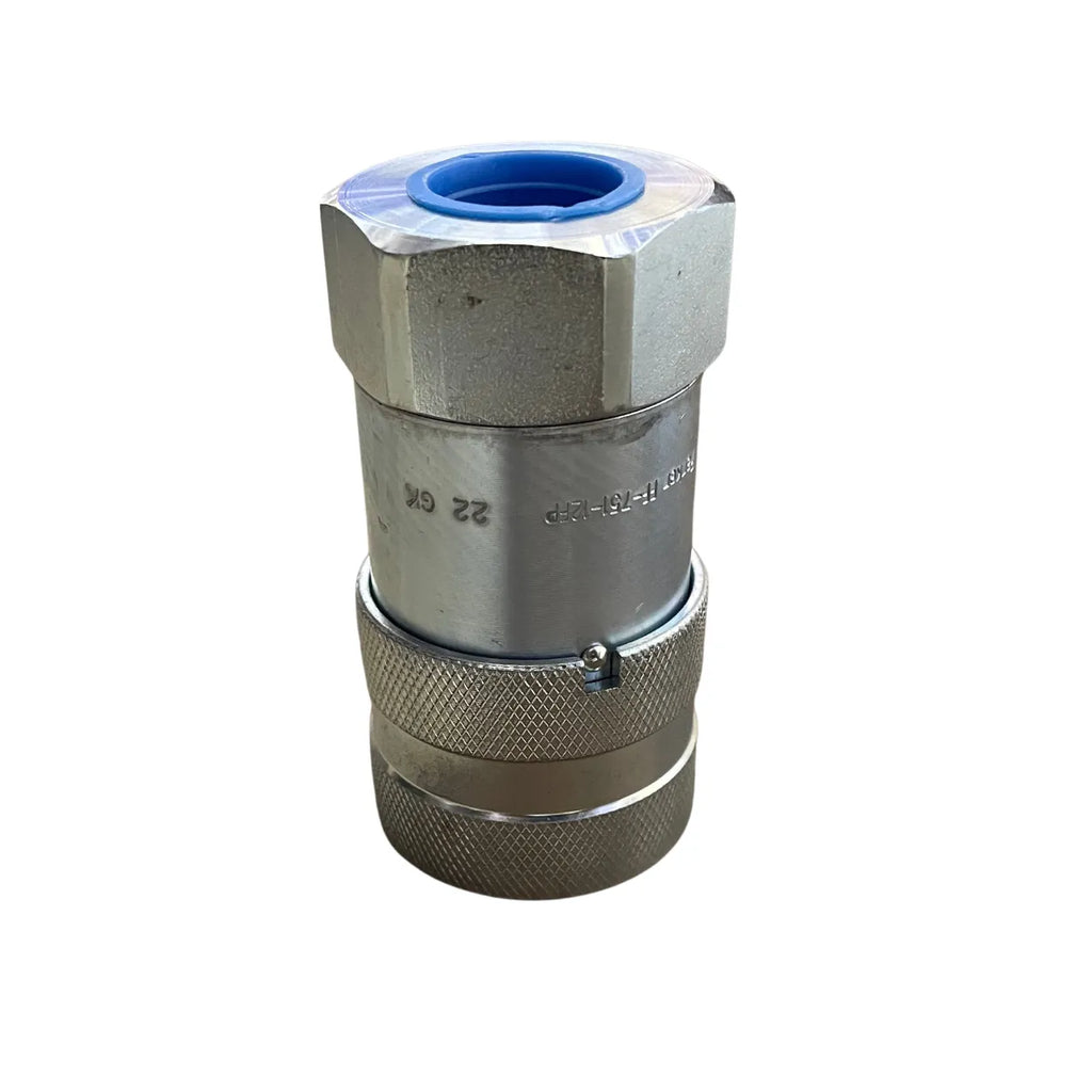 Parker FF-751-12FP flat face coupler with 3/4-14 NPSF female port, zinc-plated steel